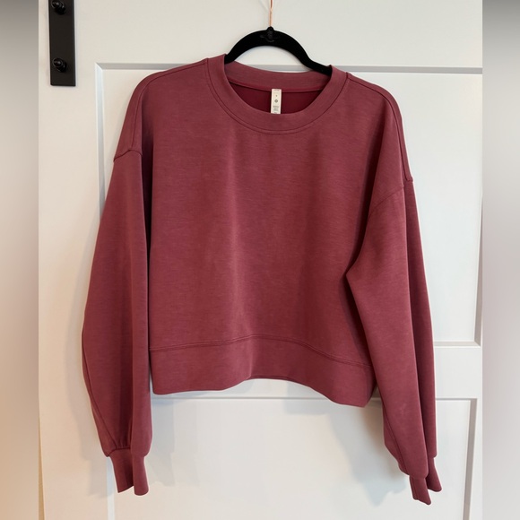 Lululemon Perfectly Oversized Cropped Crew Softstreme Size 8 Mulled Wine - Picture 3 of 6